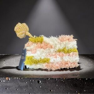 Universal Thread Boho Shag Fringe Texture Zip Up Clutch